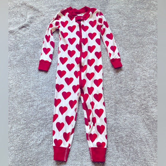 HANNA ANDERSSON Cotton Footless Zip-Front Sleeper Valentine Red Hearts 90 3T - Picture 1 of 4